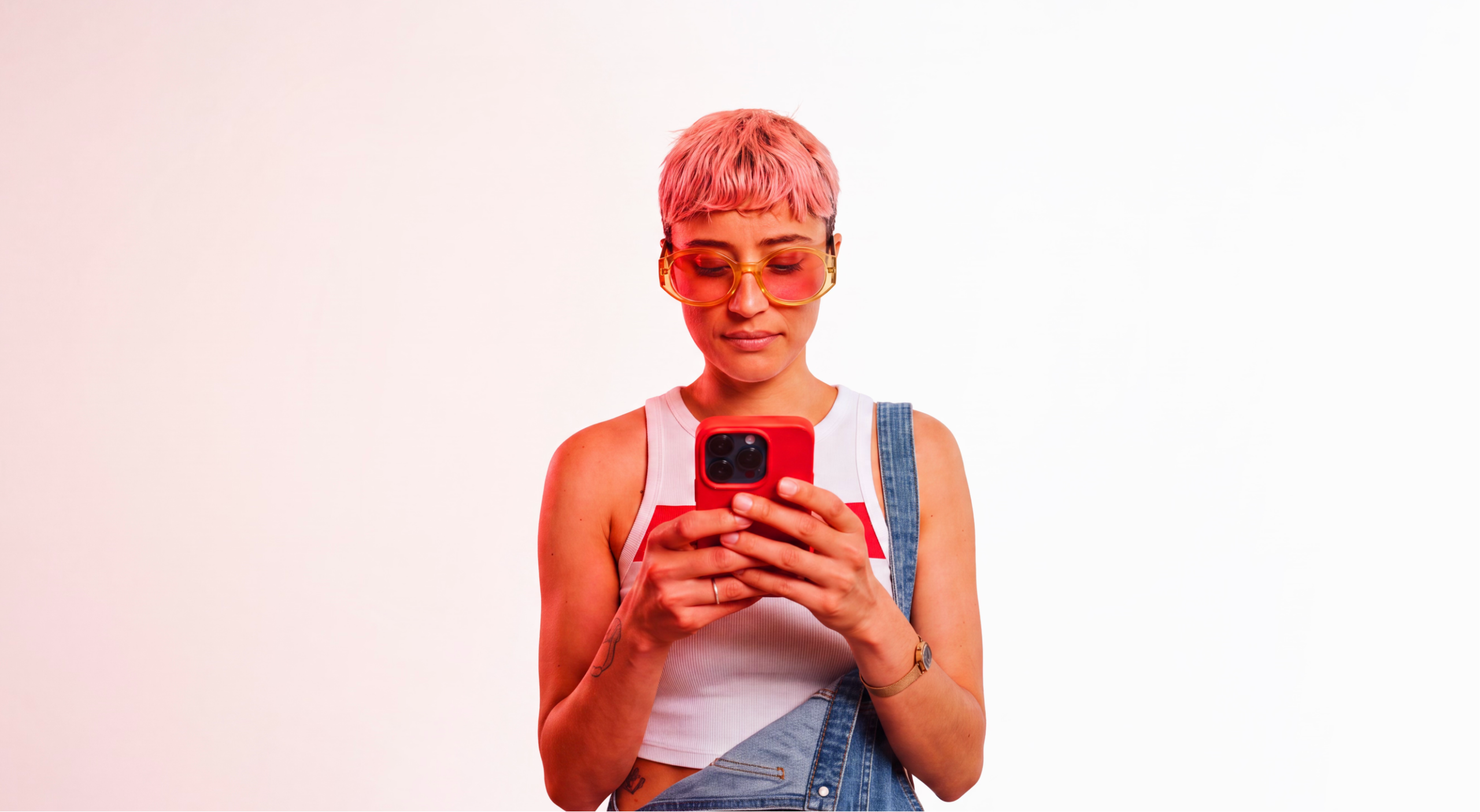 A customer using her phone